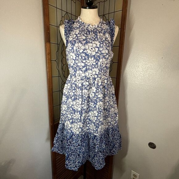 J. Crew Factory Mini Dress With Ruffle Sleeves Calas Block Mix Easter Size 4 - Picture 2 of 12